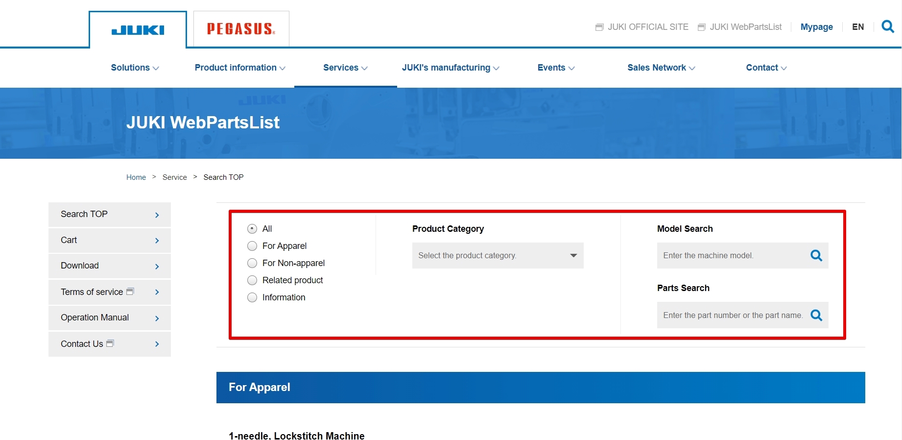 Discover the Information Icon Introduction to JUKI PartsList