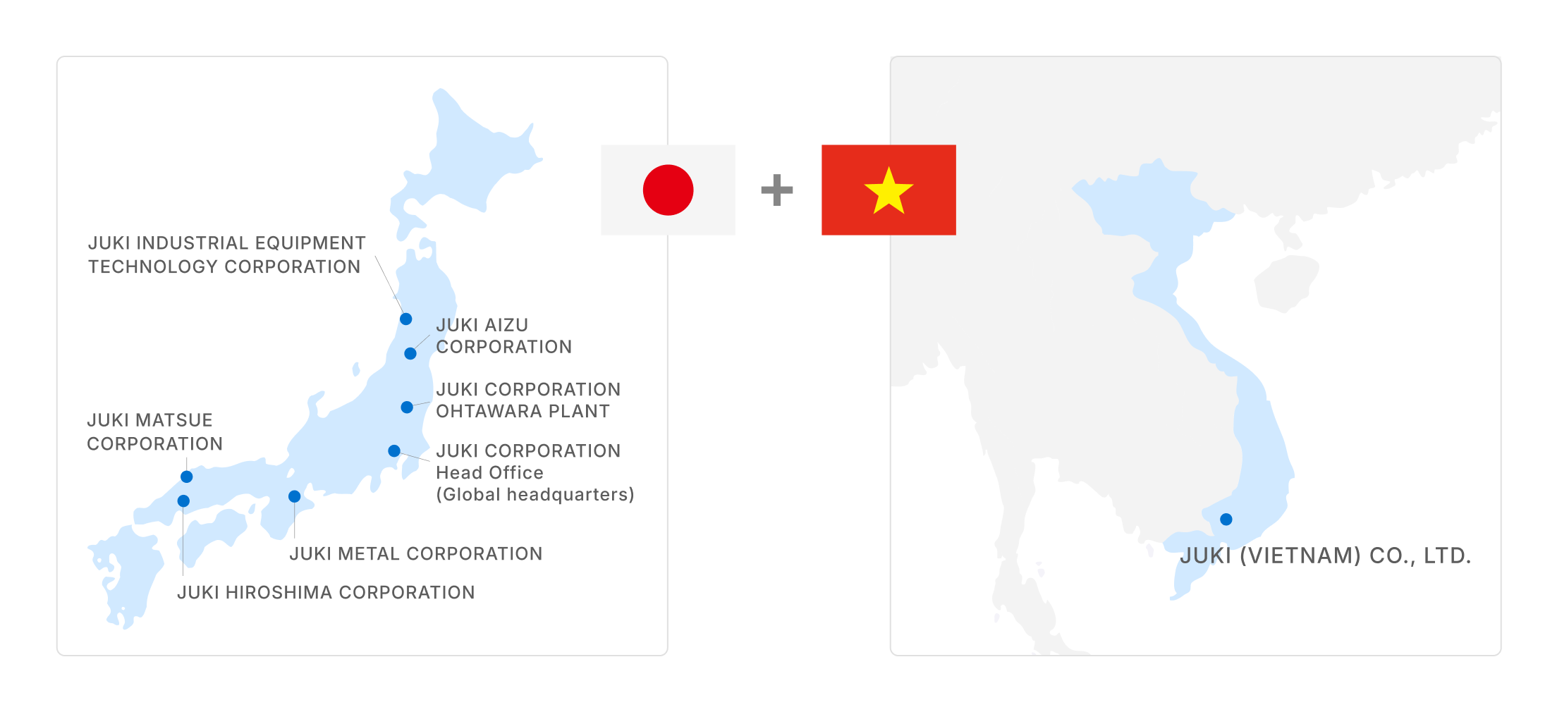 Map of JUKI's collaboration bases