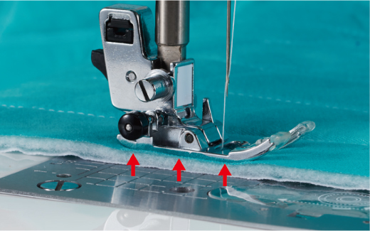 You can sew with the presser foot slightly floated.