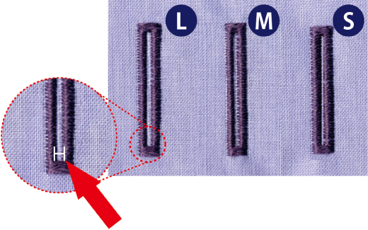 Cutting width adjustment of the buttonhole