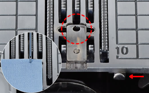 Needle holes for straight stitches