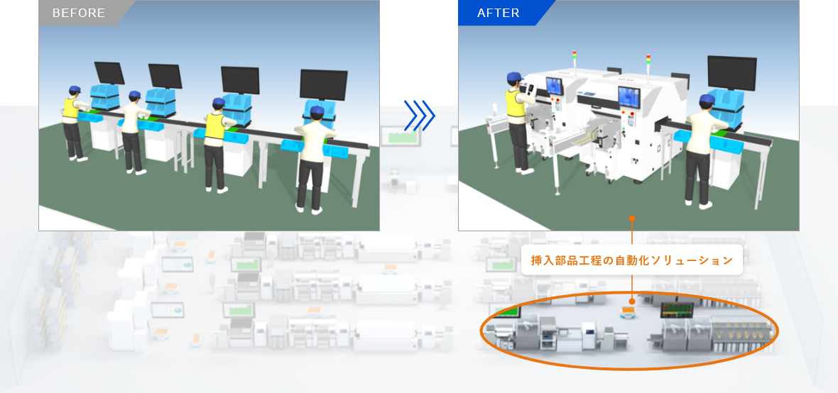 手挿入工程から自動化工程へ